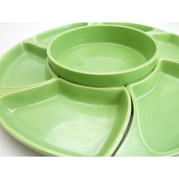 Vintage Mid Century Chip Dip Party Retro Hosting Condiment Plates Green - Picture 3 of 8